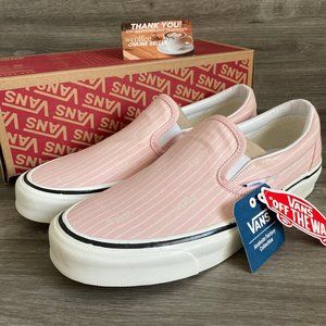 Vans Classic Slip-On 9 Pink White Stripes NWB